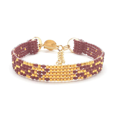 Brazalete Telar Dorado Mini Difuminado Rojo